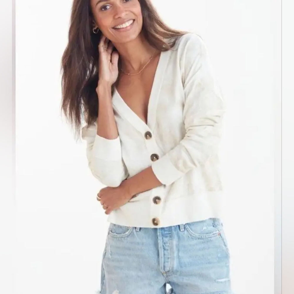 Sanctuary Let's Hang Out Cardigan Size Med Cropped cream neutral teacher office